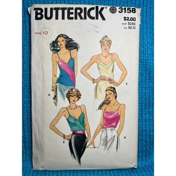 Butterick Sewing pattern 3158 camisole tank top size 10 - Picture 1 of 7
